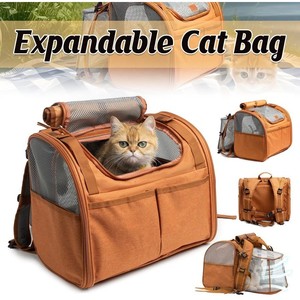 Expandable Cat Carrier Bag Waterproof Pet Carrier Bag Tote Portable Travel Carry Cat Carrier <b>Backpack</b> Breathable Cat Carrier Bag - Product Image 2