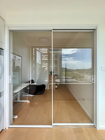 Puerta Corredera de Vidrio con Rotura de Puente Térmico NFRC, Doble Acristalamiento Templado, Diseño Minimalista, para Bodega, Jardín, Supermercado