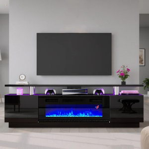 <span class=keywords><strong>Mueble</strong></span> de <span class=keywords><strong>TV</strong></span> de <span class=keywords><strong>85</strong></span> <span class=keywords><strong>Pulgadas</strong></span> con Chimenea Eléctrica y Soporte de Madera LED de Tamaño Personalizado <span class=keywords><strong>para</strong></span> Oficina en Casa - Product Image 2