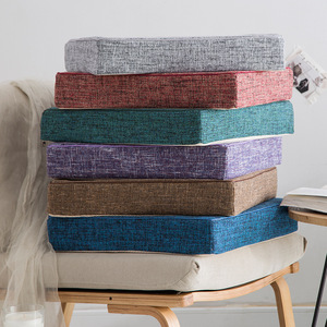 Cojín para silla de lino de color sólido, almohadilla de asiento firme de alta densidad para sofá, ventana, tatami - Product Image 2