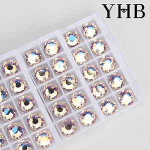 YHB Moonlight XIRIUS Rose Peach Glass Sewing Stones Flatback Rhinestones untuk Pakaian Tas dan Tas - Product Image 6