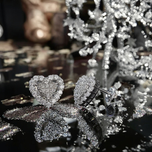 Aivenchy Romantic Heart S925 Sterling <b>Silver</b> Halo VVS Moissanite Classic Women <b>Stud</b> <b>Earrings</b> - Product Image 3