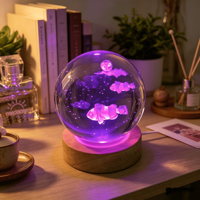 3D Laser Gravure Art Boule De Cristal Méduse Dauphin Étoile De Mer Baleine Shell USB LED Veilleuse Maison Chambre Lampe Décorative