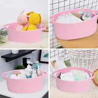 Petit panier en corde de coton tressée, bac de rangement décoratif avec poignées, mini panier cadeau en corde pour l'organisation de la maison