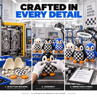 Figurines de pingouins moulées par injection personnalisées, boîte mystère, jouets de créateur à nœud papillon à carreaux, fabricant OEM