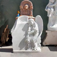 Conçu sur mesure sculpté à la main ange marbre pierre tombale pierres tombales en pierre naturelle et monuments en gros granit ange banc commémoratif