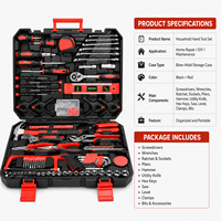 Ensemble d'outils à main multifonctionnels en acier au carbone de 158 pièces avec boîte à outils portable pour la réparation à domicile