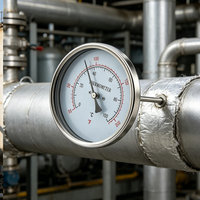 1 4 Inch (100mm) Full Stainless Steel Bimetal Thermometer 0-120C Back Stem IP65 Waterproof OEM/ODM Available Anti-Burn