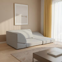 Canapé modulaire pliable de style japonais en tissu microfibre en forme de L, personnalisable en gros pour salon