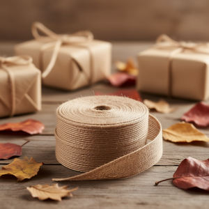 Nastro in Juta Naturale 2.5 Pollici X 370 Pollici, Ecologico, Stile Intrecciato per Decorazioni e Confezioni Regalo - Product Image 2