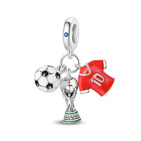 Perles en argent sterling 925 originales sur le thème du football, accessoires de mode pour bracelets et pendentifs DIY