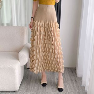PY New Arrival Fashion Elegant Miyake Pleated Skirt Women 3D Bubble Pleated High Waist Flared Maxi Skirt Wholesale Bulk Clothing - Product Image 1