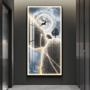 カスタムフレーム家の装飾HDプリントキャンバスLEDライトモダンで豪華なクリスタル磁器絵画壁アート