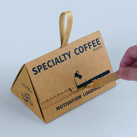 Premium Luxus Dreieckige Kaffeebox mit Anpassbarem Etikett und Band - Umweltfreundlicher Kraftpapier-Behälter für Spezialitäten-Kaffeebohnen