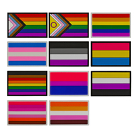 Drapeau arc-en-ciel multicolore en caoutchouc 2D PVC de haute qualité, lesbienne, transgenre, drapeau de la fierté du progrès, patch crochet et boucle bisexuel