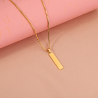 Pendentif rectangulaire vide en acier inoxydable personnalisable avec logo, multi-tailles, étanche, pour dropshipping, avec chaîne à maillons