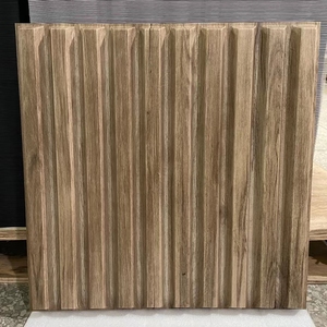 Vente en gros, revêtement décoratif, stries de bois, 50x50cm, panneaux muraux pvc 3d, panneau intérieur pour hôtel - Product Image 3