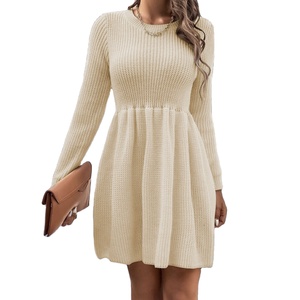 2024 autunno/inverno vendita calda da donna abito tinta unita a maglia a maniche lunghe abito maglione Casual da donna OEM - Product Image 1