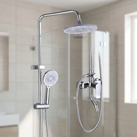 Ensemble de robinetterie de douche murale en laiton poli, monocommande, 3 modes, avec cartouche céramique, fonction pluie, fonction pause, douchette à main douce, pour hôtel