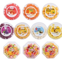 Bonbons Gélifiés Fruités Multicolores au Goût Mangue, Noix de Coco et Durian, Forme Carrée, 368g, Boîte, Snacks de Supermarché, Bonbons Aigres