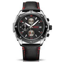 Montre pour garçon MEGIR 2074, bracelet en cuir véritable, étanche, lumineuse, date automatique, ensemble de montres de sport pour tous les types d'activités