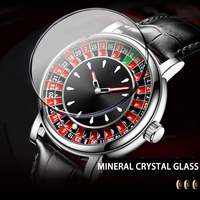 Montre Homme Oronigio de Luxe à Mouvement Quartz, Design Casino Lumineux, Bracelet en Cuir, Boîte, Charme Tendance - Meilleures Ventes