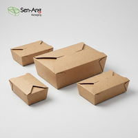 Contenedor de ensalada de papel kraft desechable de alta resistencia SenAng con tapa, cajas para llevar de calidad alimentaria compostables al por mayor, fábrica OEM