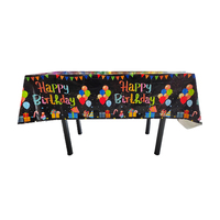 Nappe de table jetable en plastique rose avec imprimé Joyeux Anniversaire, boîte cadeau ballon, rectangulaire, pour fête d'enfants, housse de table imperméable