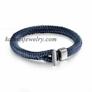 Stainless Steel Designer Jewelry Wholesale Handmade Charm T Hook Blue Rope Bracelets