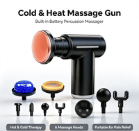 Pistolet de massage thermique portable chaud et froid, masseur musculaire électrique sans fil avec 6 têtes pour la récupération sportive et la gym
