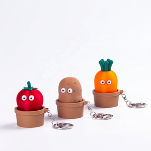 Divertido Llavero Fidget de Caja Sorpresa con Diseño de Amigos Vegetales, Juguete con Botón de Ojo Saltarín Impreso en 3D, Bonita Decoración de Escritorio con Forma de Vegetal, Regalo para Bolsa - Product Image 3