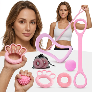 Silicone Hand Grip Ring Figure 8 Resistance Band Yoga <b>Massage</b> Fascia <b>Ball</b> Set Portable Home Yoga Fitness Training Kit All - Product Image 1