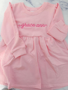 <span class=keywords><strong>Robe</strong></span> en coton pour petites filles, <span class=keywords><strong>sweat</strong></span>-shirt à col rond, personnalisable, en tissu French Terry, pour l'automne et l'hiver, OEM - Product Image 2
