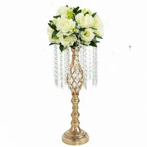 Trang Trí Đám Cưới Đường Đảng Chì Hoa Bảng Đứng Pha Lê Vàng Bảng Cưới Centerpieces Cho Đám Cưới Bảng Trang Trí