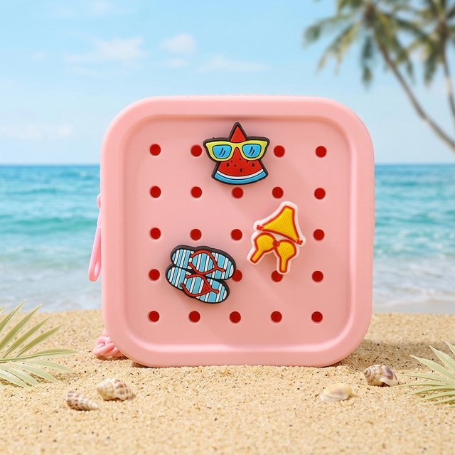 Wholesale Custom Silicone Beach Bag Accessories Waterproof Portable Lightweight Eco-Friendly Square Coin Purse Zipper Pouch