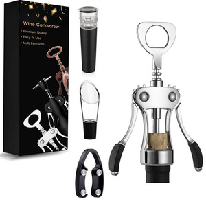 Juego de abridor de botellas de vino metálico premium 4 en 1, sacacorchos multifuncional 4 en 1 con impresión de logotipo para bares - Product Image 3