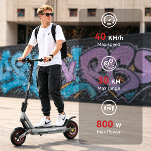 Scooter Eléctrico Plegable para Adultos de Dos Ruedas, Motor de Litio de 36V 800W, Freno de Disco, Resistente al Agua, Velocidad Máxima de 45KM/H, Control por Aplicación, Rápido y Estable - Product Image 2