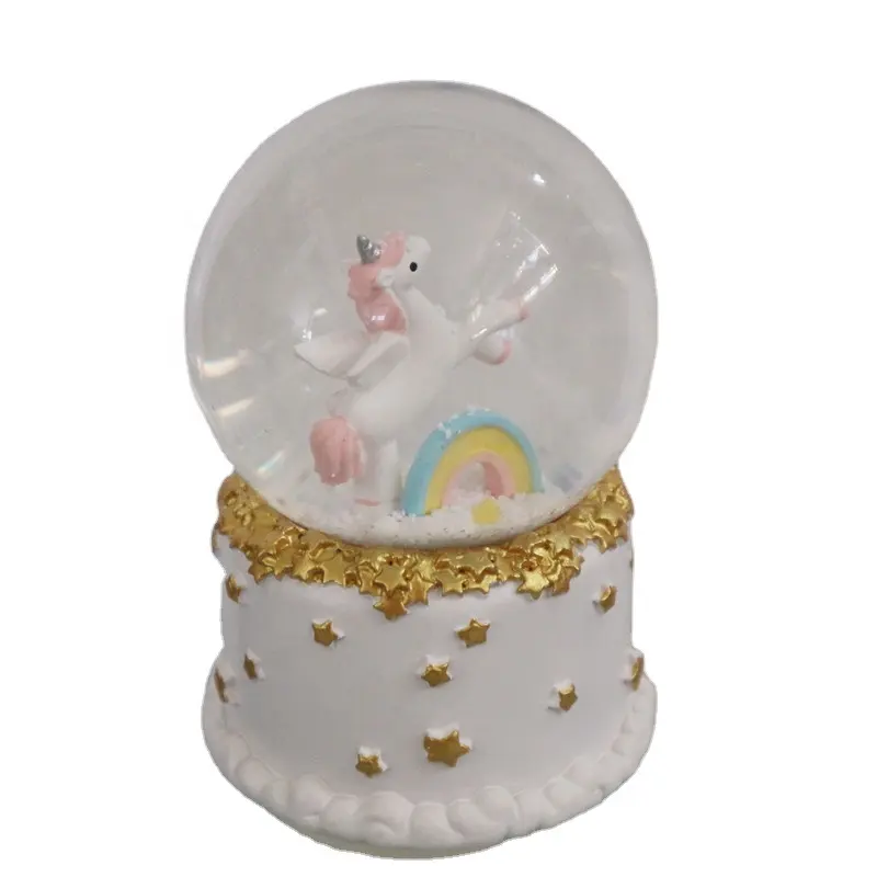 Tùy Chỉnh Chất Lượng Cao Nhựa 3D Unicorn Tuyết Globe Music Box Tuyết Bóng Sinh Nhật Lãng Mạn Quà Tặng Dễ Thương