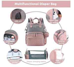 Sac à dos à langer grande capacité avec station de change, sangles pour poussette et port de chargement USB – Idéal pour les sorties avec bébé (Échantillon gratuit) - Product Image 4
