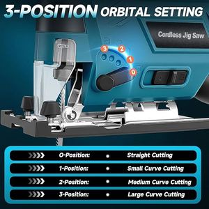 Sierra de calar inalámbrica para batería de 220V máx., sierra de calar orbital sin escobillas, cortes en bisel de 0-45°, 3 ajustes orbitales, luz LED, 2.2kW, 1 año de garantía - Product Image 3