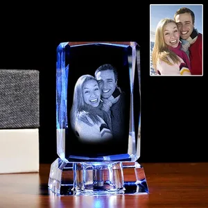 Cube de Photo 3D gravé au Laser, en cristal, Cube pour Photo, personnalisé, pour cadeau de mariage, nouveau 2019