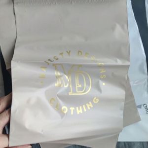 Hot Sale Matte Blue Mailer Bag With Shiny <b>Gold</b> logo 10*13 Eco Poly Mailer Packaging Shipping Bag for <b>Clothes</b> Shoe Box Tshirt - Product Image 2