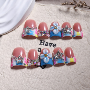 <span class=keywords><strong>Faux</strong></span> <span class=keywords><strong>ongles</strong></span> en acrylique à presser, design 3D bouche de canard, faits main, 10 pièces, nouvelle collection, vente en gros, application facile - Product Image 6