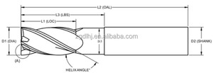 Fresa de carburo de 4 filos con recubrimiento TiAlN D12*45*100 HRC55 para desbaste de acero - Product Image 4