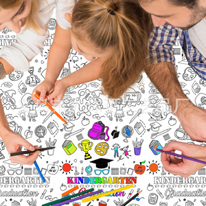 Kindergarten Graduation Paper <b>Tablecloth</b> 137x274cm Coloring Doodle Art Party Decoration <b>Disposable</b> Birthday Use - Product Image 3