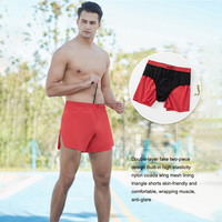 Nouveau short de sport pour homme en toile unie écologique double couche, taille haute avec cordon de serrage, grande taille, idéal pour la course et le fitness estival