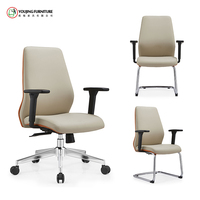 Chaises de bureau tournant avec des roues chaise en cuir pivotante pu chaise à dossier haut