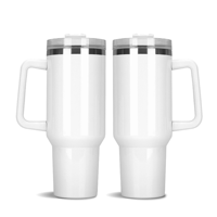 Gobelet isotherme de 40 oz avec poignée et paille rabattable, compatible porte-gobelet, anti-fuite, en acier inoxydable