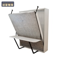 Lequan Lit de bureau mural pliant à ressort à gaz queen size avec protection d'angle Lit mural horizontal avec bureau