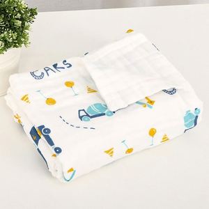 Couverture d'emmaillotage pour bébé en mousseline unisexe douce, 6 couches de gaze, serviette de bain, coton tricoté avec technique de tissage, motif de dessin animé - Product Image 3